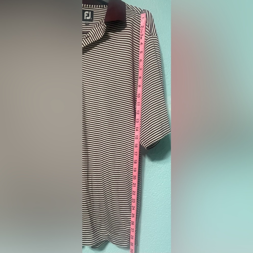 Footjoy Mens Medium Maroon  Striped Polo Style Golf Shirt Polyblend - Picture 6 of 7